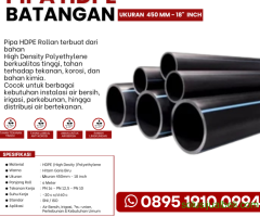 Jual Pipa HDPE 450mm 18 Inch Harga Bersaing untuk Kebutuhan Proyek Perpipaan
